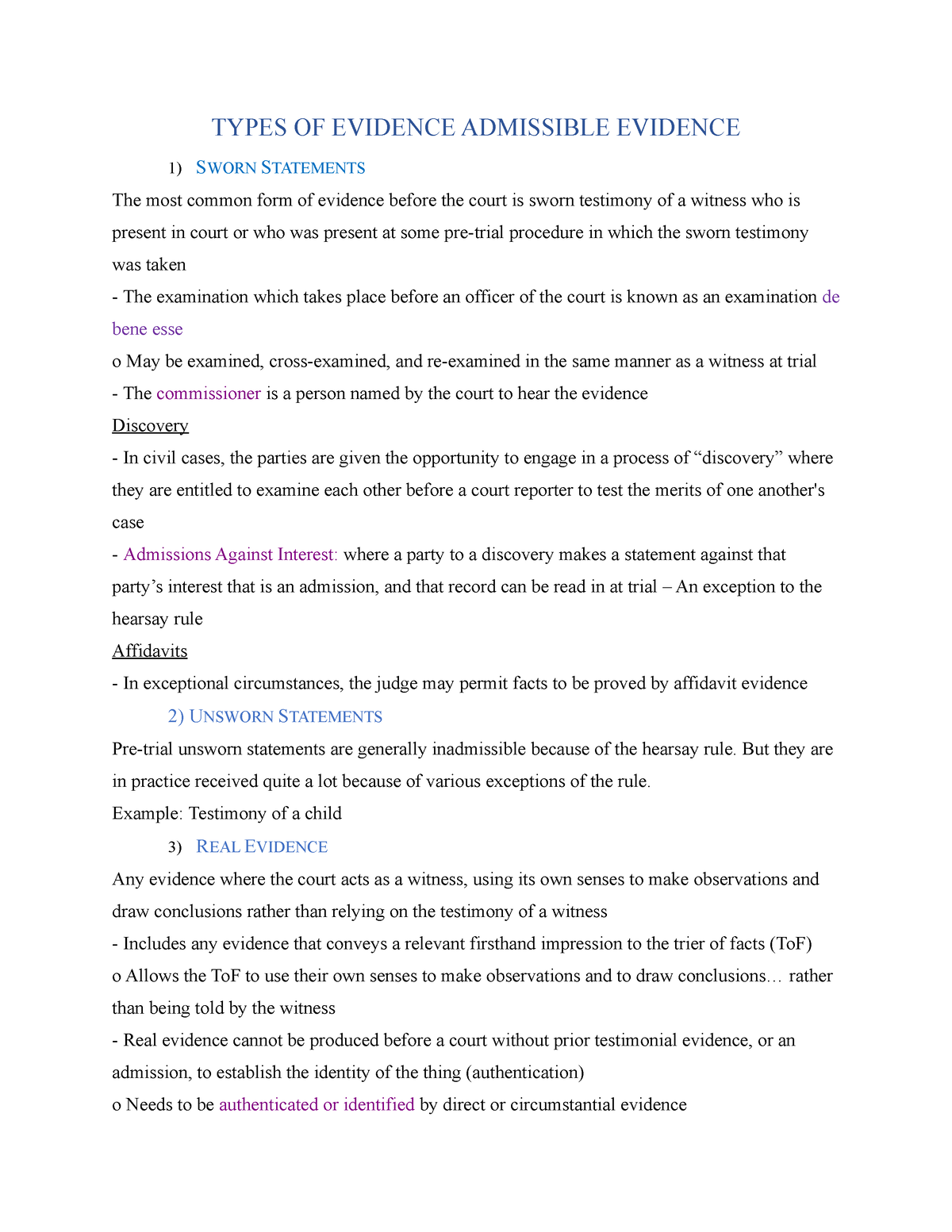 types-of-evidence-types-of-evidence-admissible-evidence-1-sworn