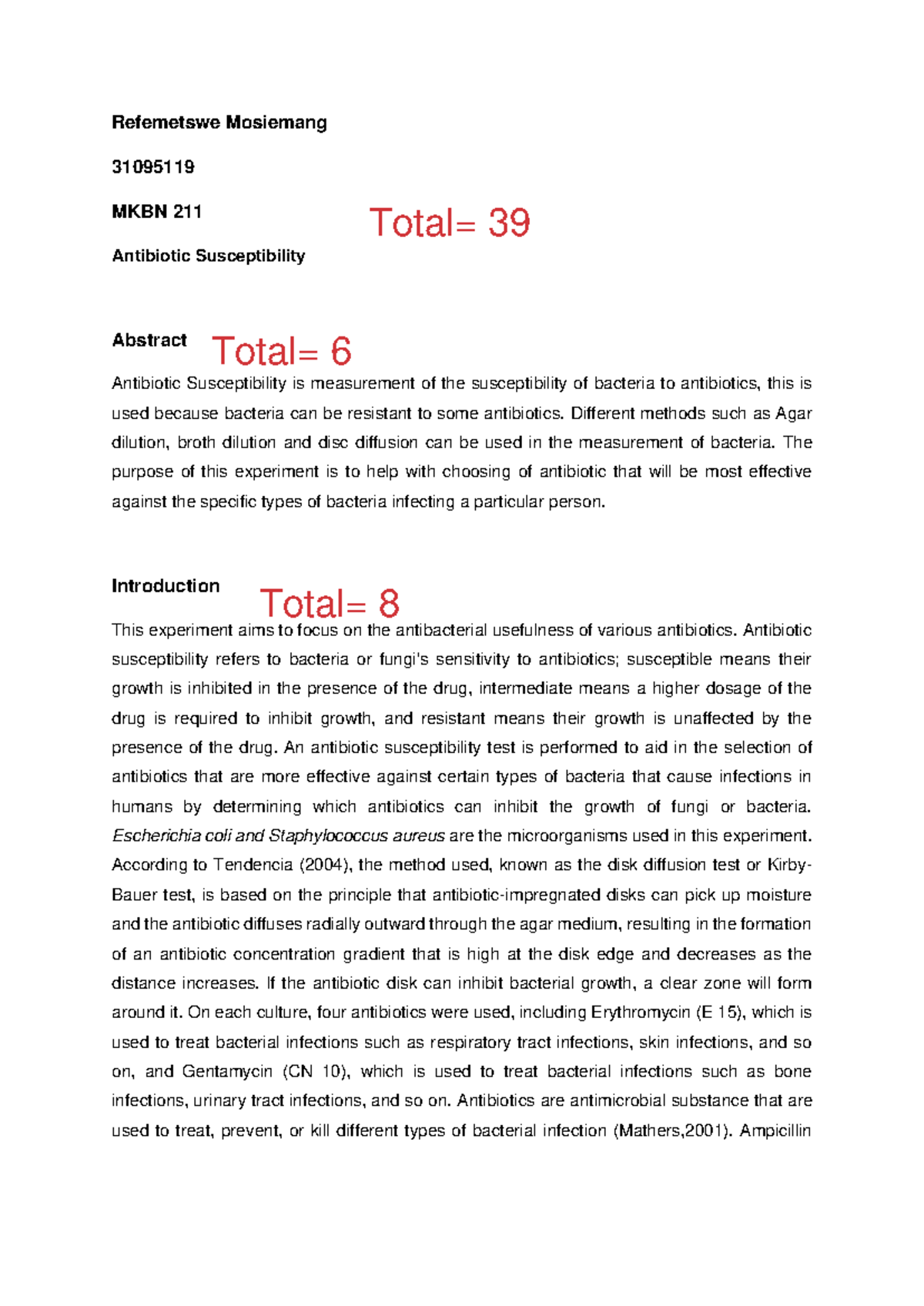 Antibiotics report bchn - Refemetswe Mosiemang 31095119 MKBN 211 ...