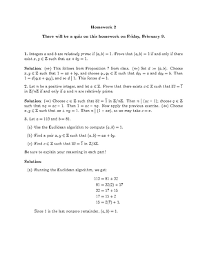 HW10 - Answers Included - Homework 10 There will be a quiz based on ...