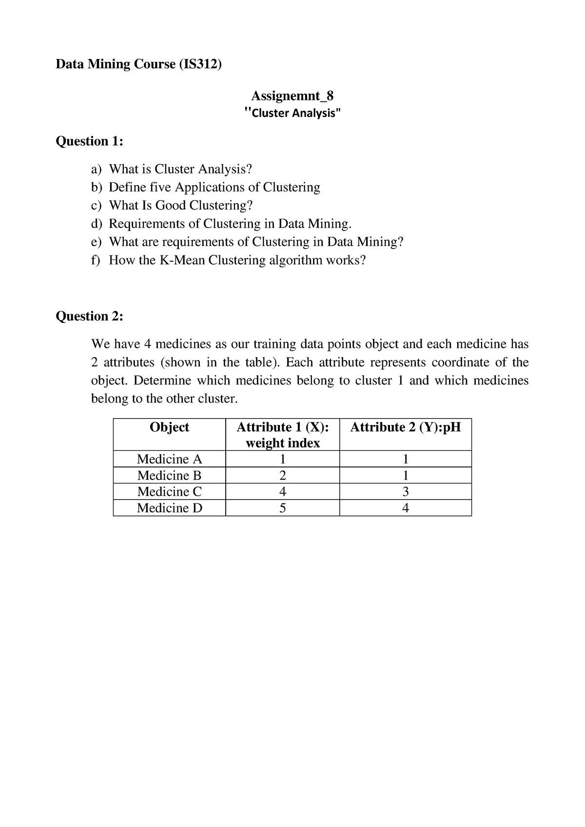 data mining assignment