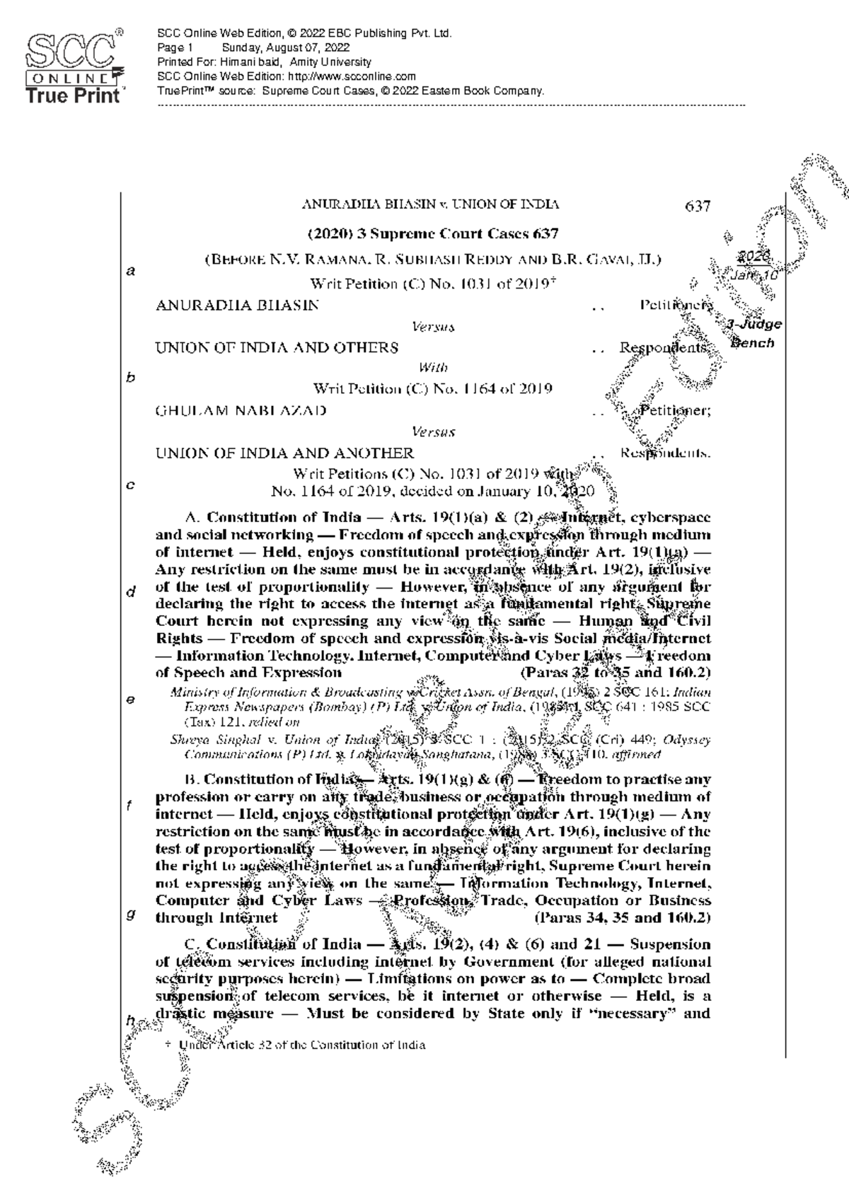 Anuradha Basin case - this is a case - TruePrint™ source: Supreme Court ...