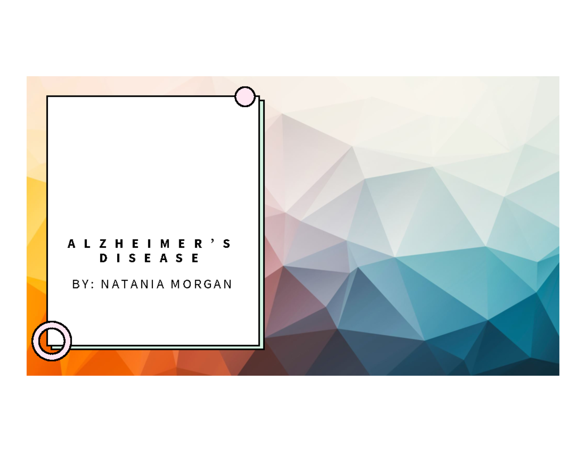 AD ortho grand rounds A little extra A L Z H E I M E R ’ S D I S E