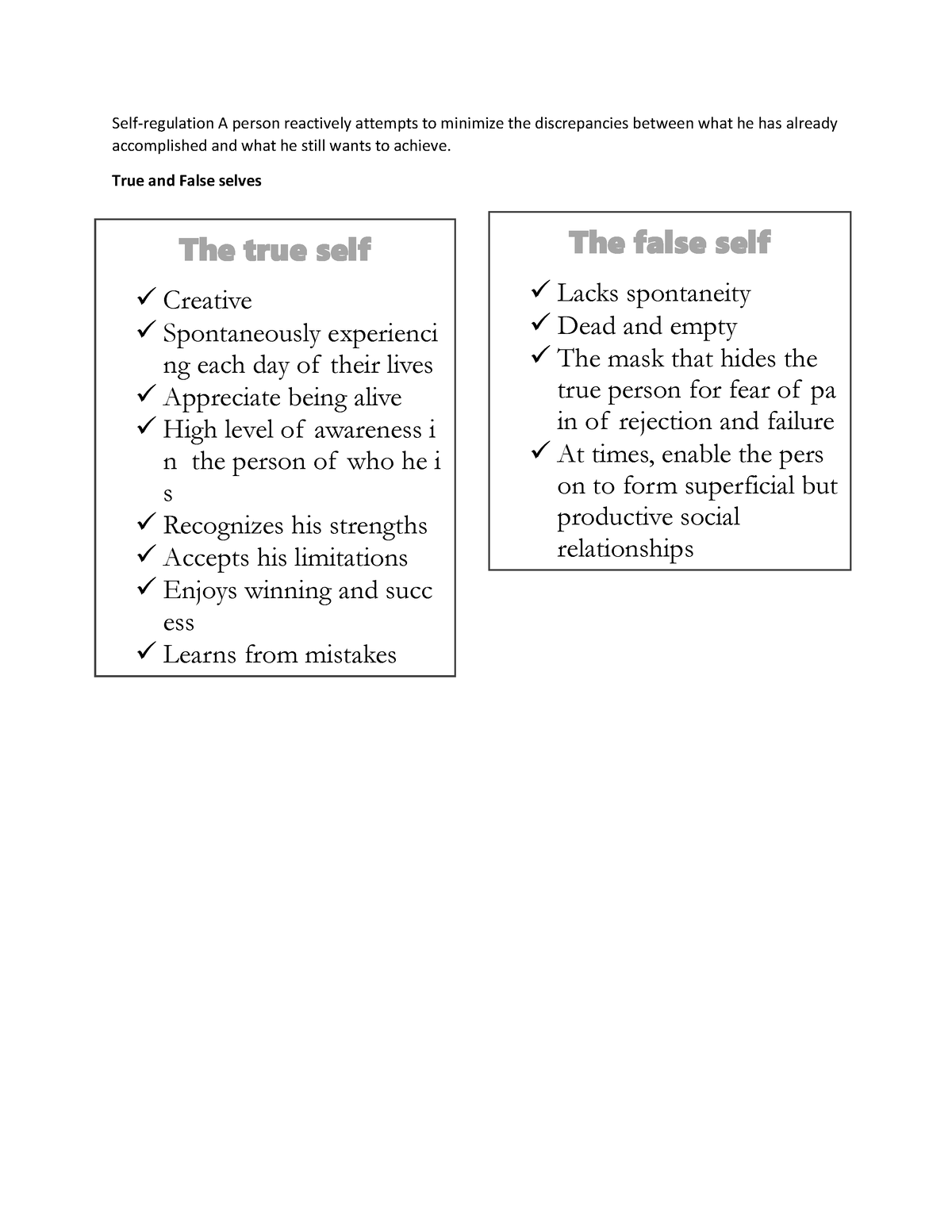 true self and false self essay