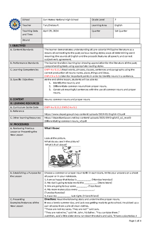Lesson PLAN-ARTS - ICCT COLLEGES FOUNDATION INC. V SOLIVEN AVENUE II ...