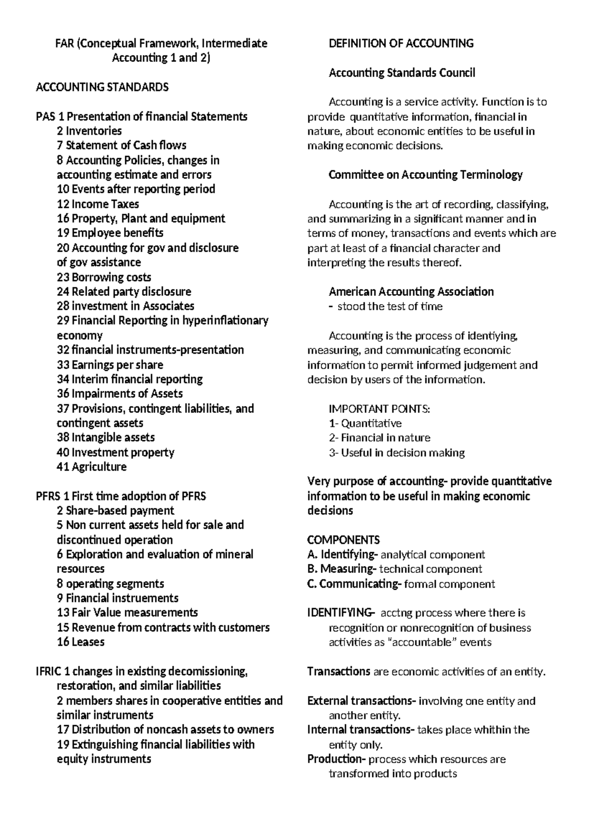 FAR - conceptual framework notes - FAR (Conceptual Framework ...