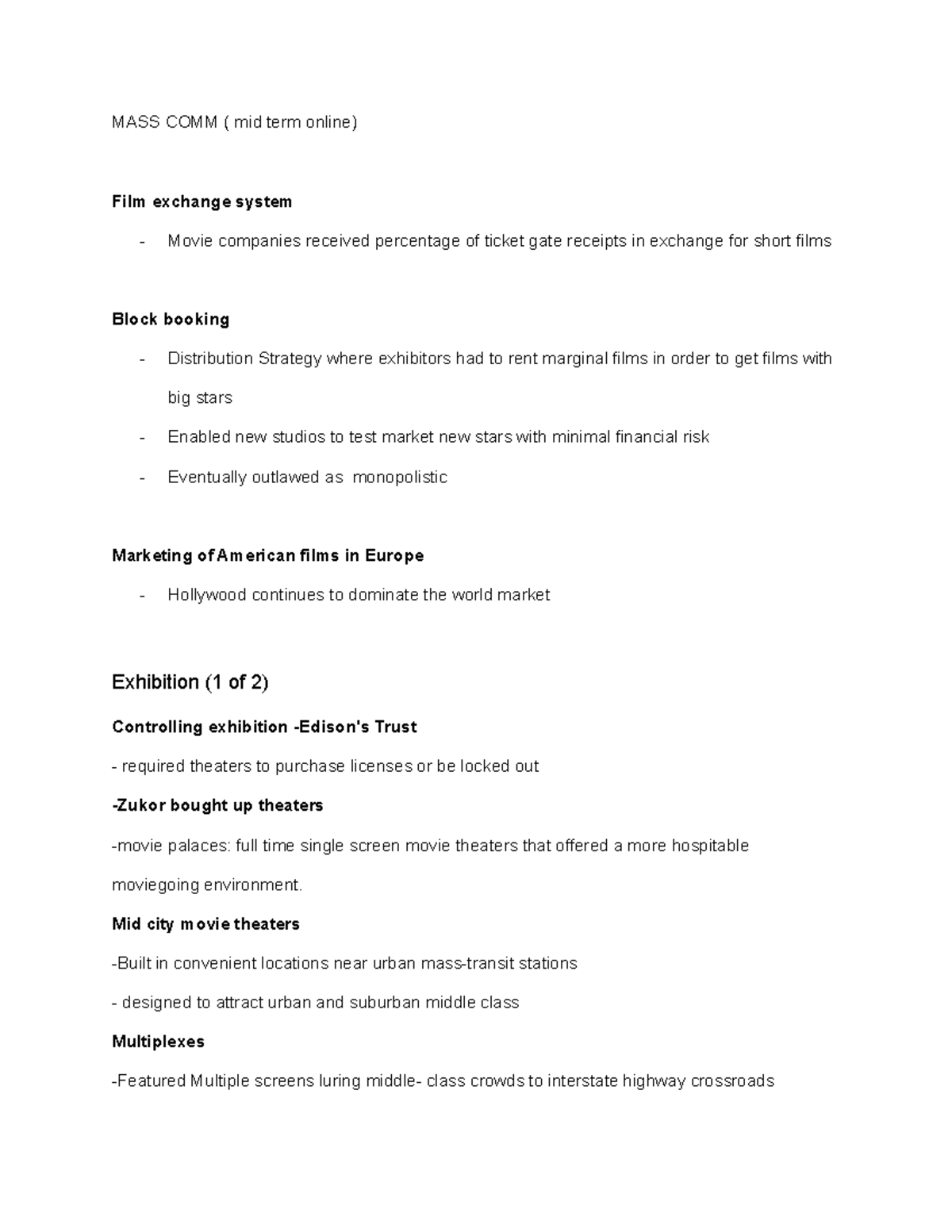 MASS COMM ( mid term notes) - MASS COMM ( mid term online) Film ...