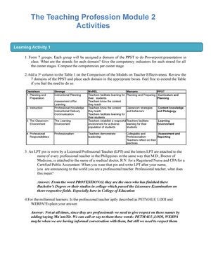 TTP Module 9 - Facilitating Learner Centered-Teaching - PangSU - Studocu