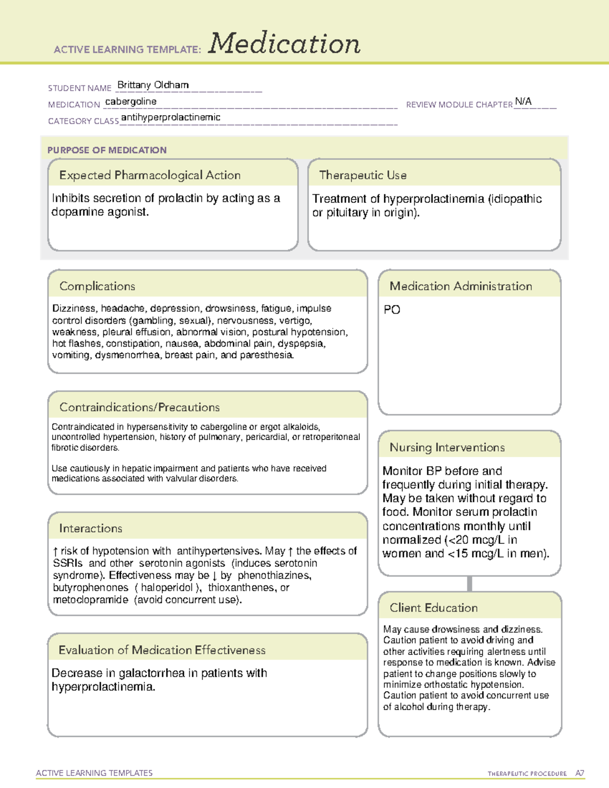 C Medications 1 - G. Gouda - STUDENT NAME ...