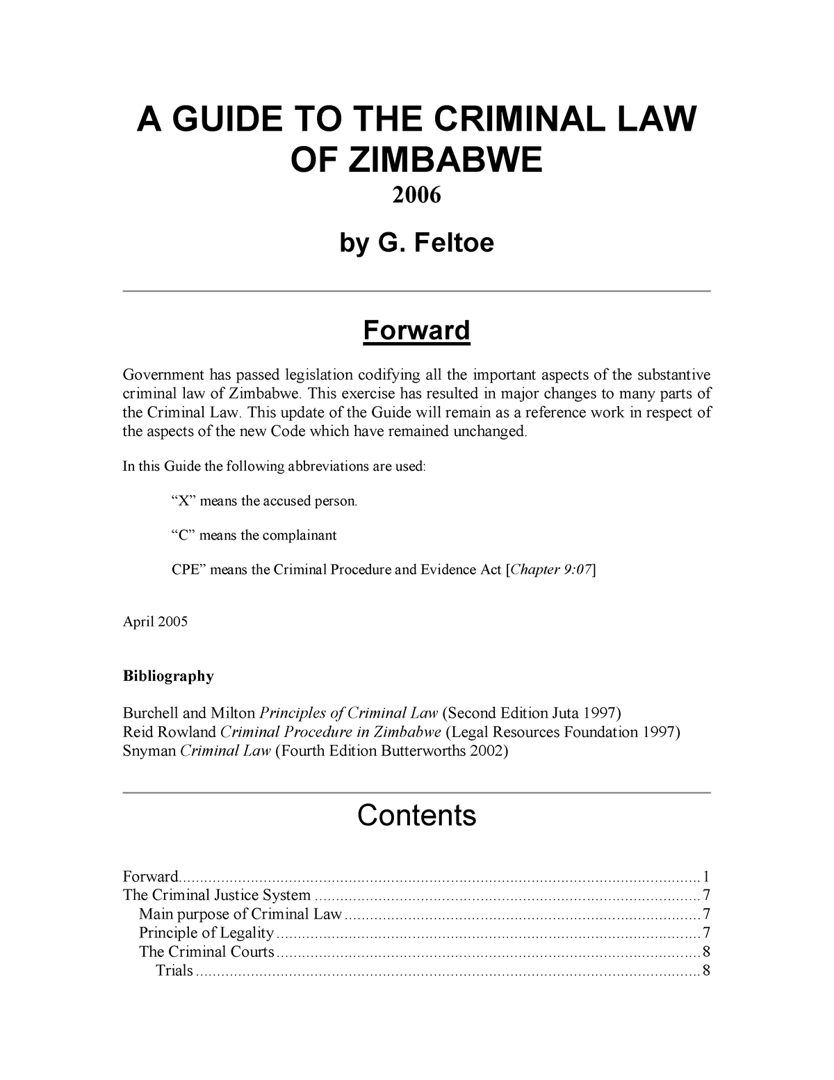 a-guide-to-the-criminal-law-of-zimbabwe-2006-by-g-feltoe-a-guide-to