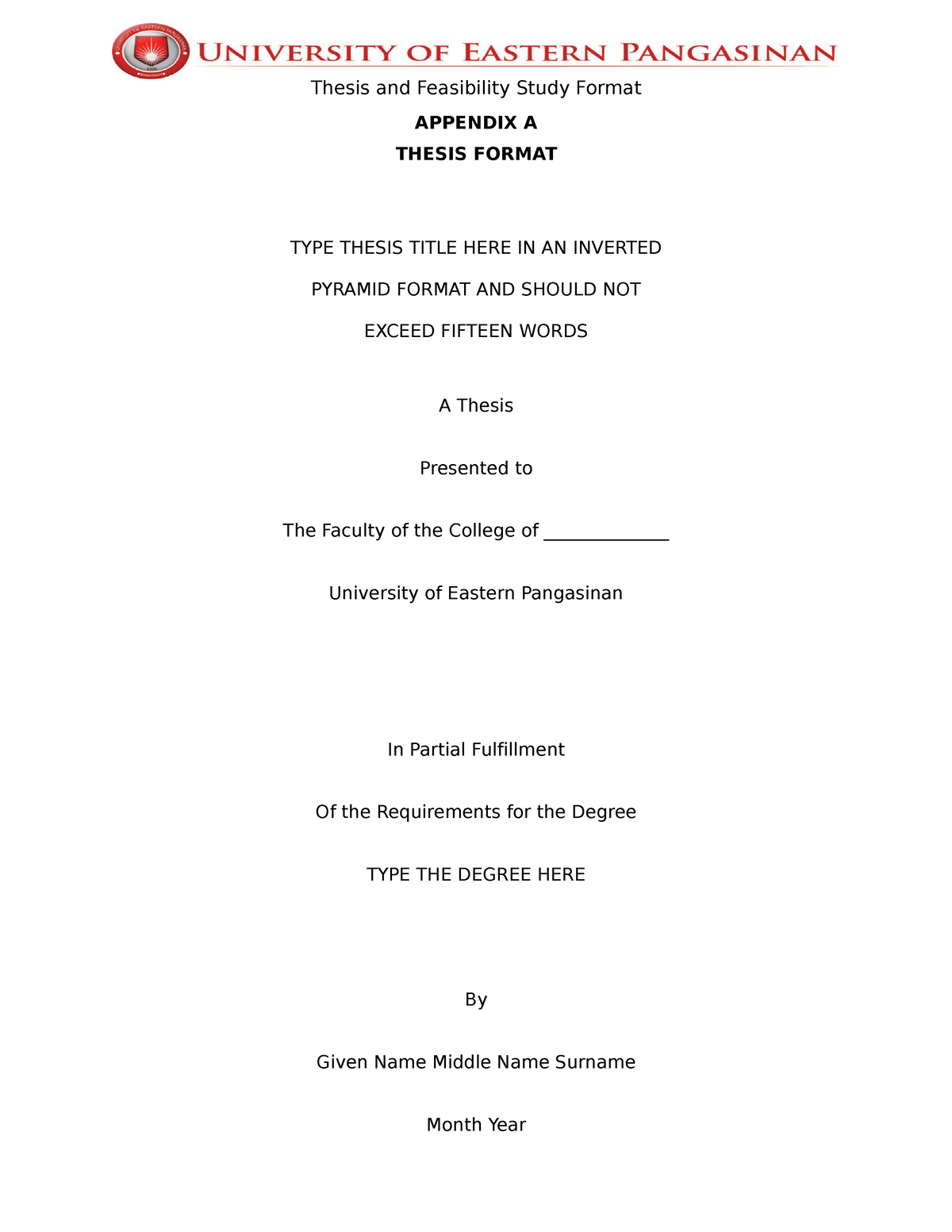 thesis appendix format