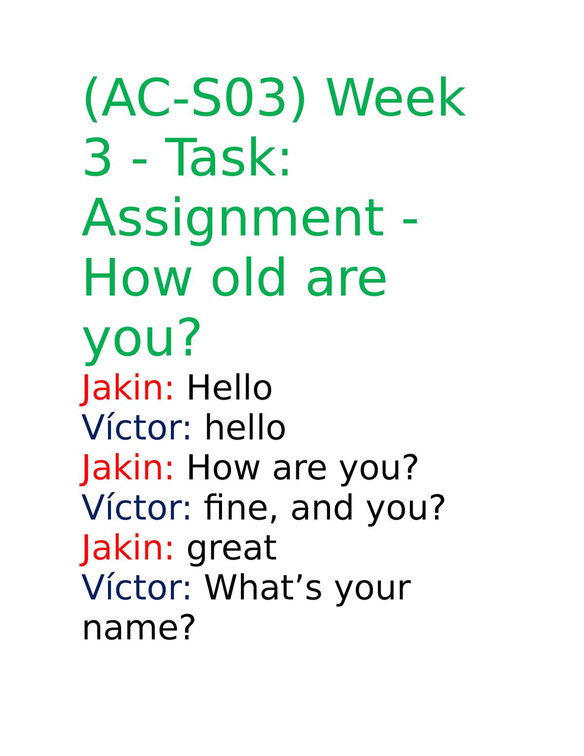 task assignment how old are you