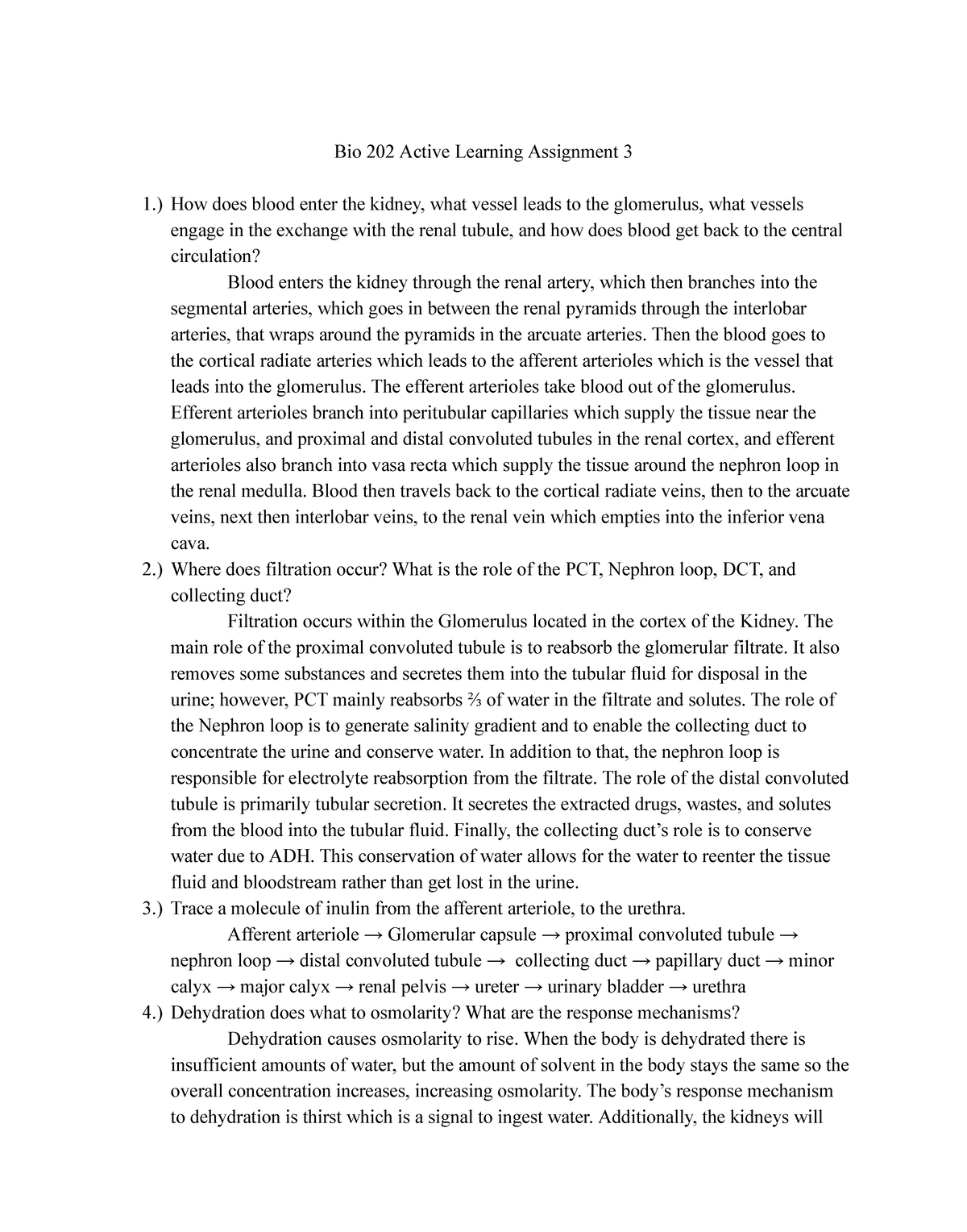 BIO 202 active learning unit 3 - Bio 202 Active Learning Assignment 3 1 ...