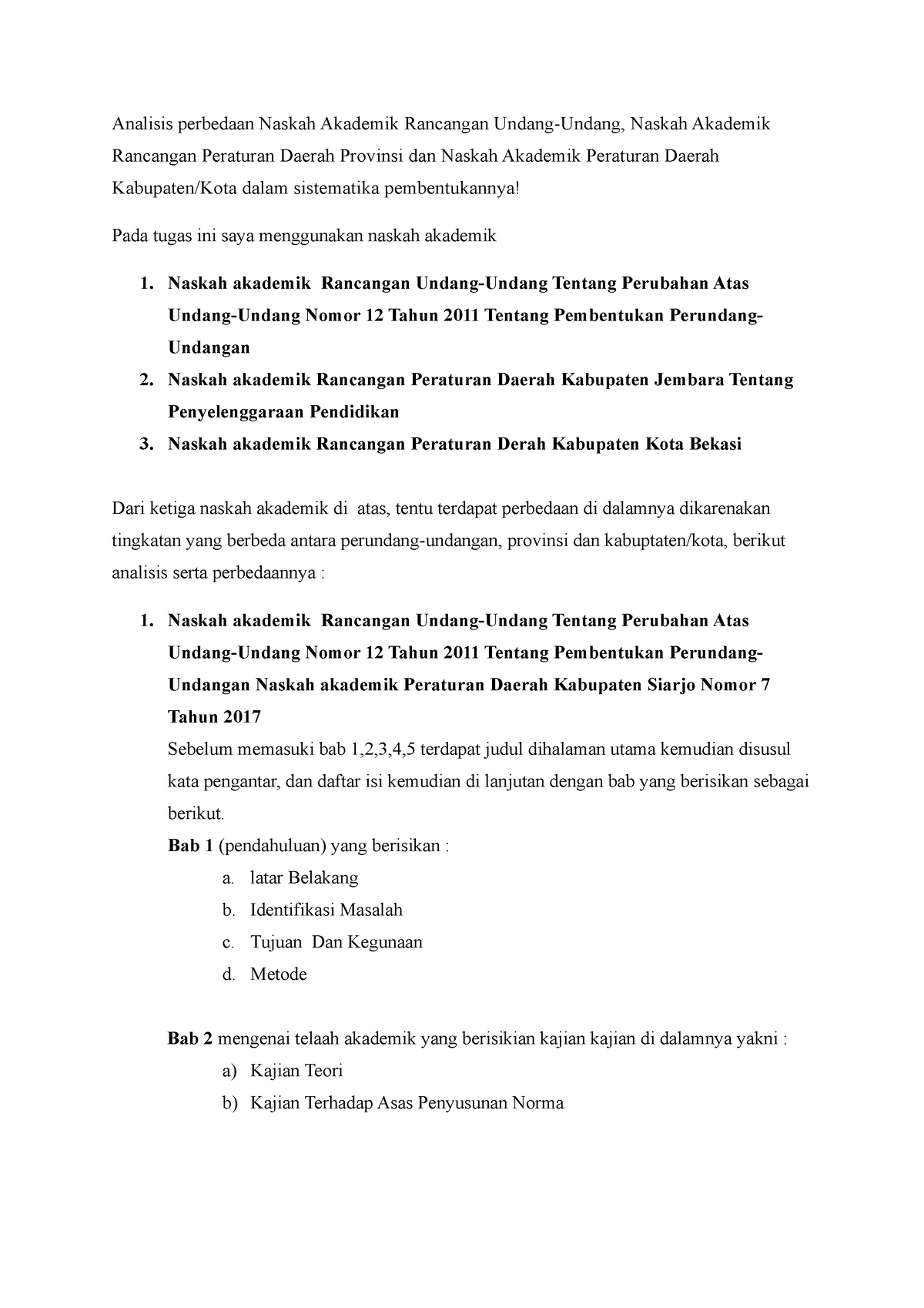 A28 - NASKAH AKADEMIK - Analisis Perbedaan Naskah Akademik Rancangan ...