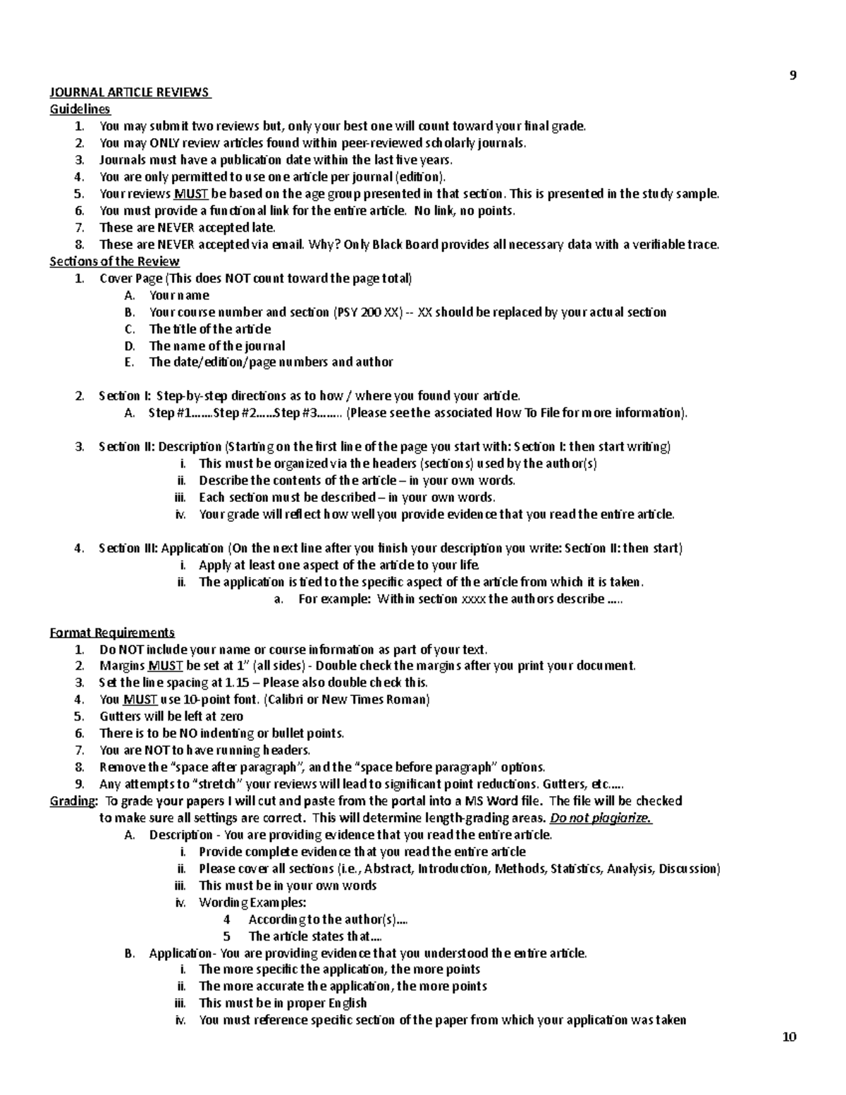 Journal Article Reviews Only - 9 JOURNAL ARTICLE REVIEWS Guidelines 1 ...