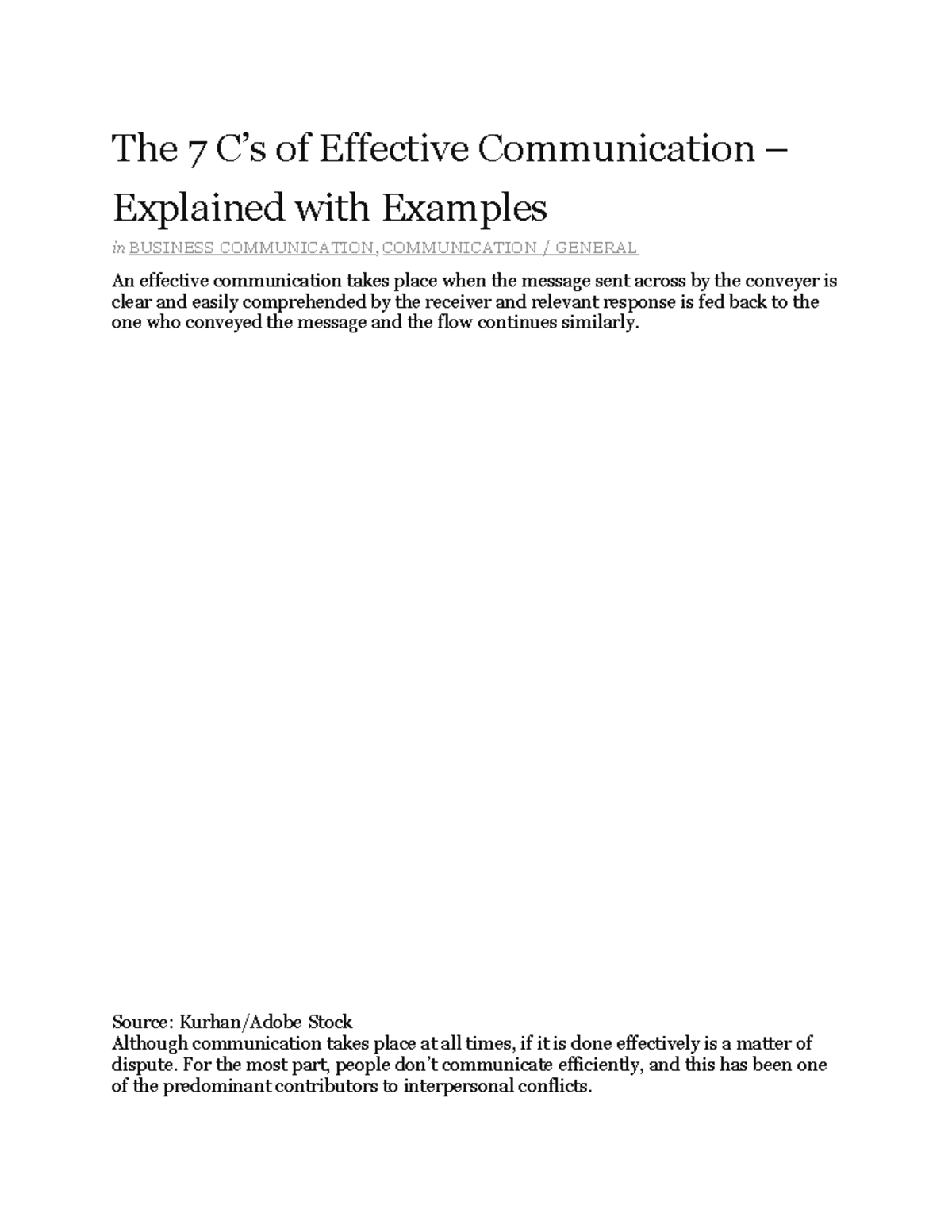Effective Communication Masterclass Resources - The 7 C’s of Effective ... image.