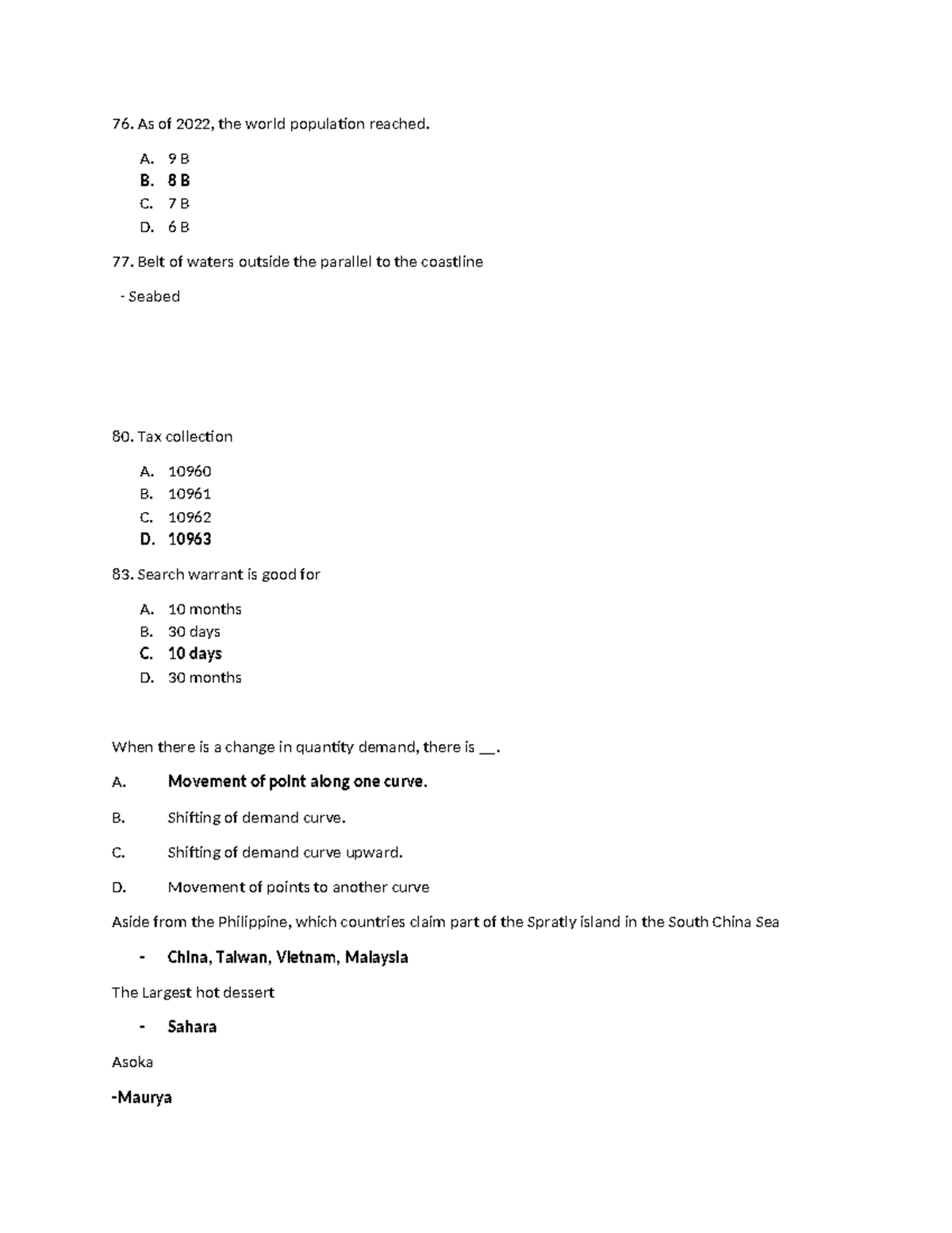 Post Test Sa Mga Langga As Of 2022 The World Population Reached A 9 B B 8 B C 7 B D 6 B