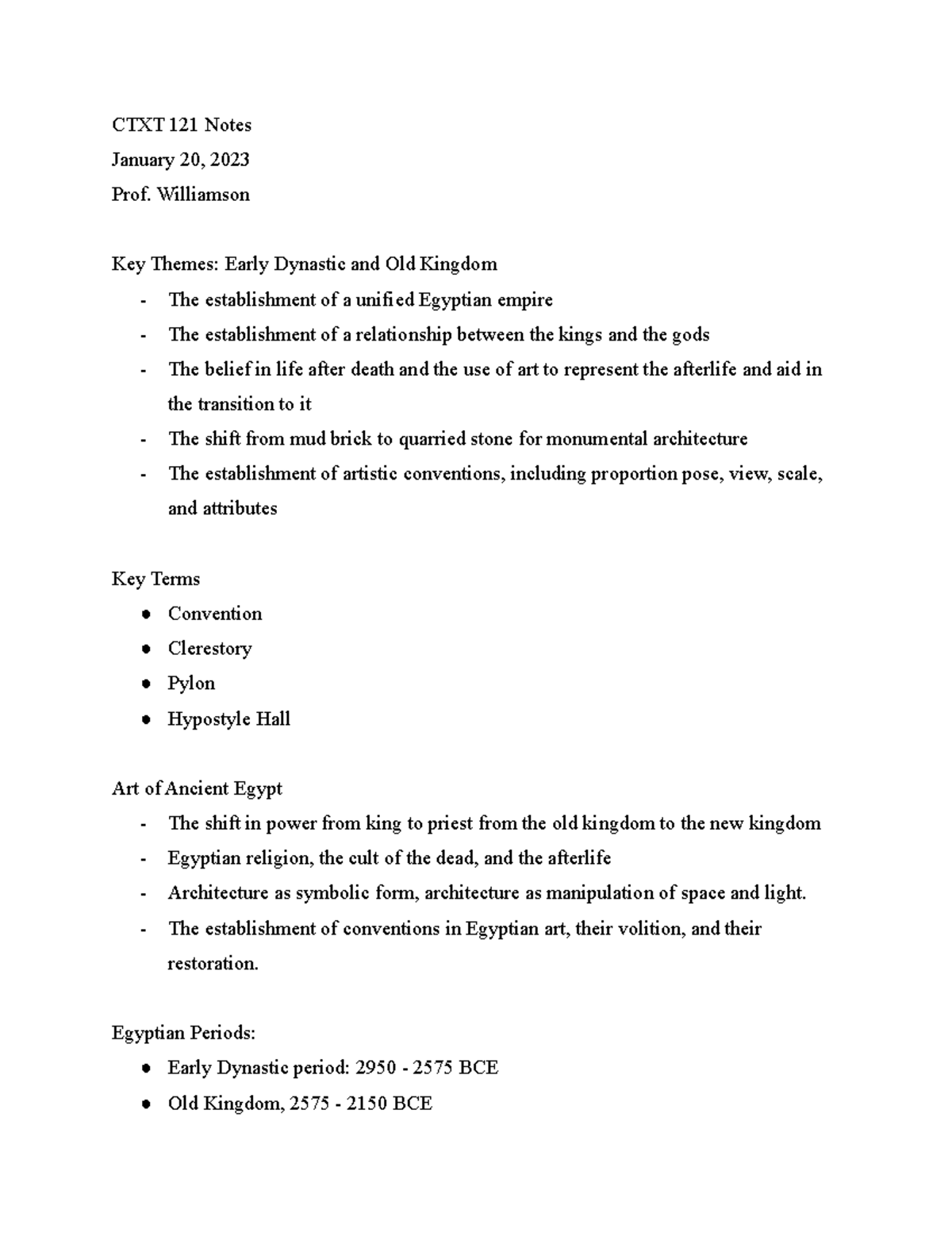 CTXT 121 Notes - Class 4 - CTXT 121 Notes January 20, 2023 Prof ...