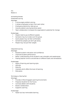 Arts 5 - Arts Module 5 Skill- Building Activities The three elements of ...