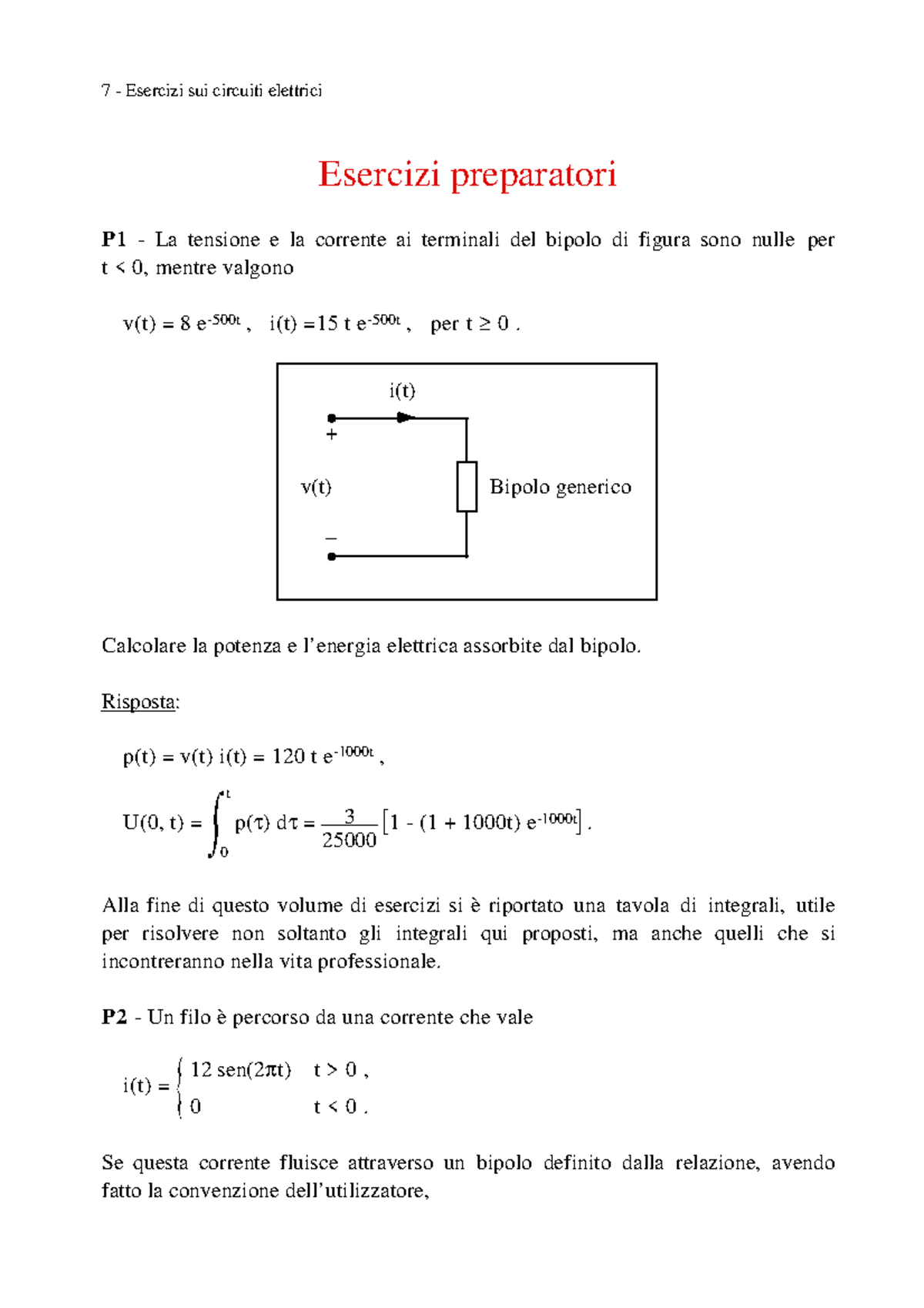 Preparatori E Continua Corrente Elettrotecnica Unina - Esercizi ...