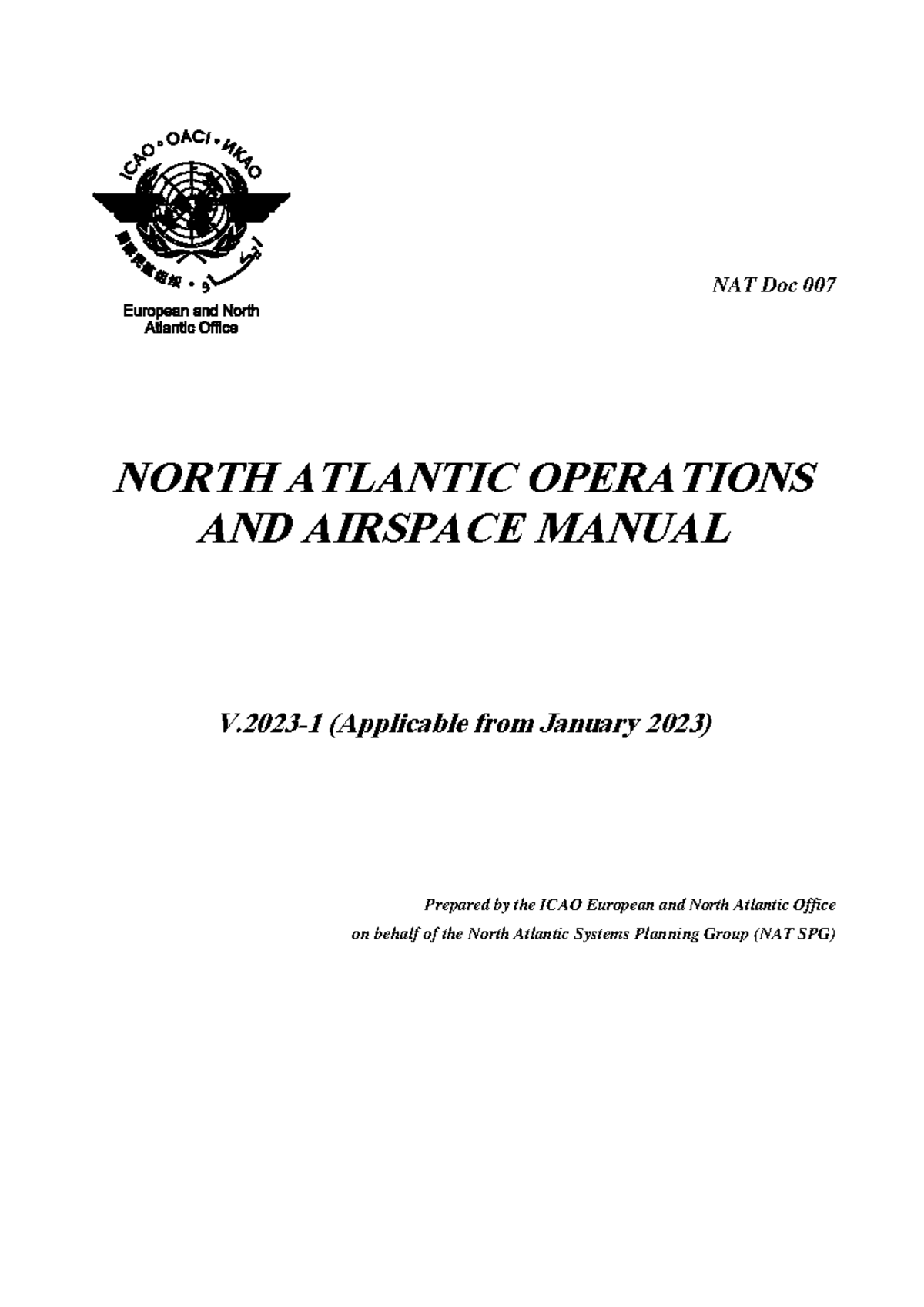 NAT Doc 007 Ed V.2023-1 eff Jan2023 - NAT Doc 007 NORTH ATLANTIC ...