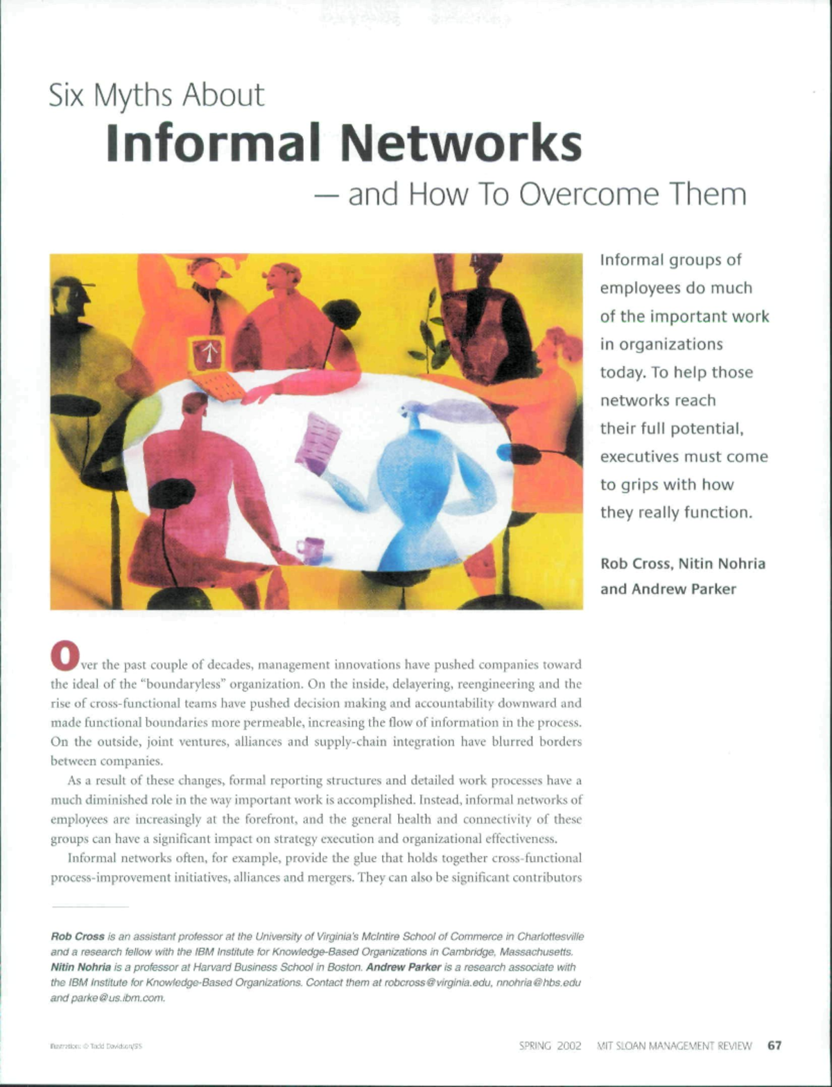 Retrieve abc Six Myths About Informal Networks — and How To