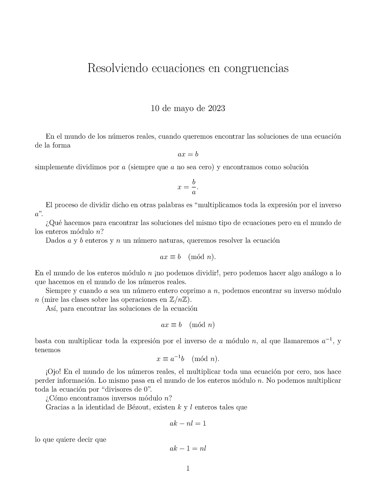 Ecuaciones Congruencias - Resolviendo Ecuaciones En Congruencias 10 De ...