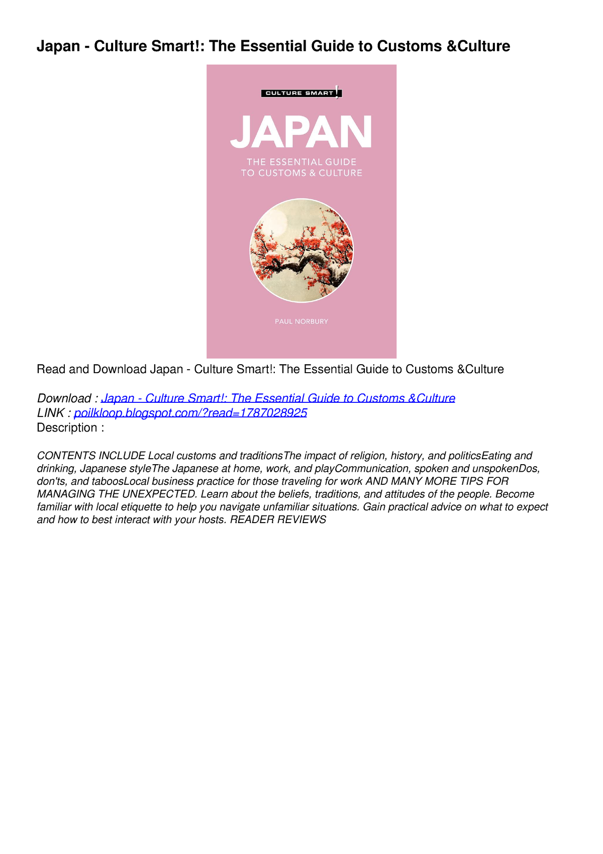 PDF Download Japan - Culture Smart!: The Essential Guide To Customs ...