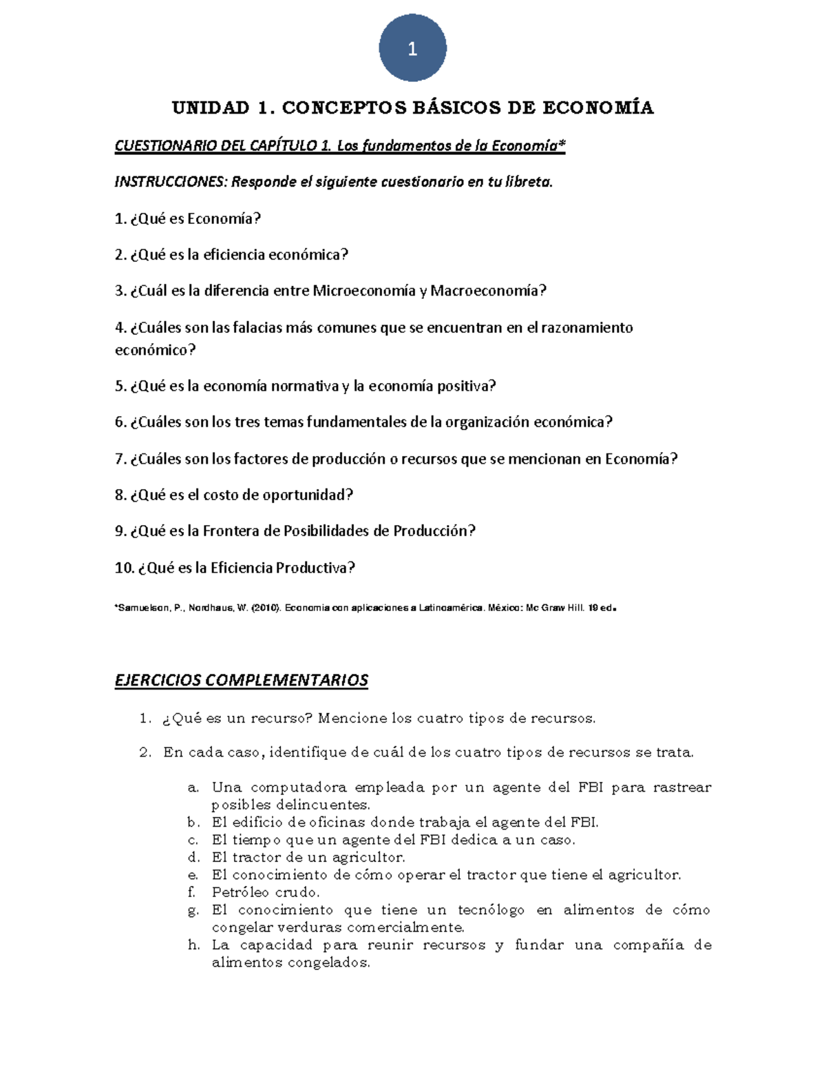 Economía Material Didáctico LIA 2021-B - UNIDAD 1. CONCEPTOS B¡SICOS DE ...