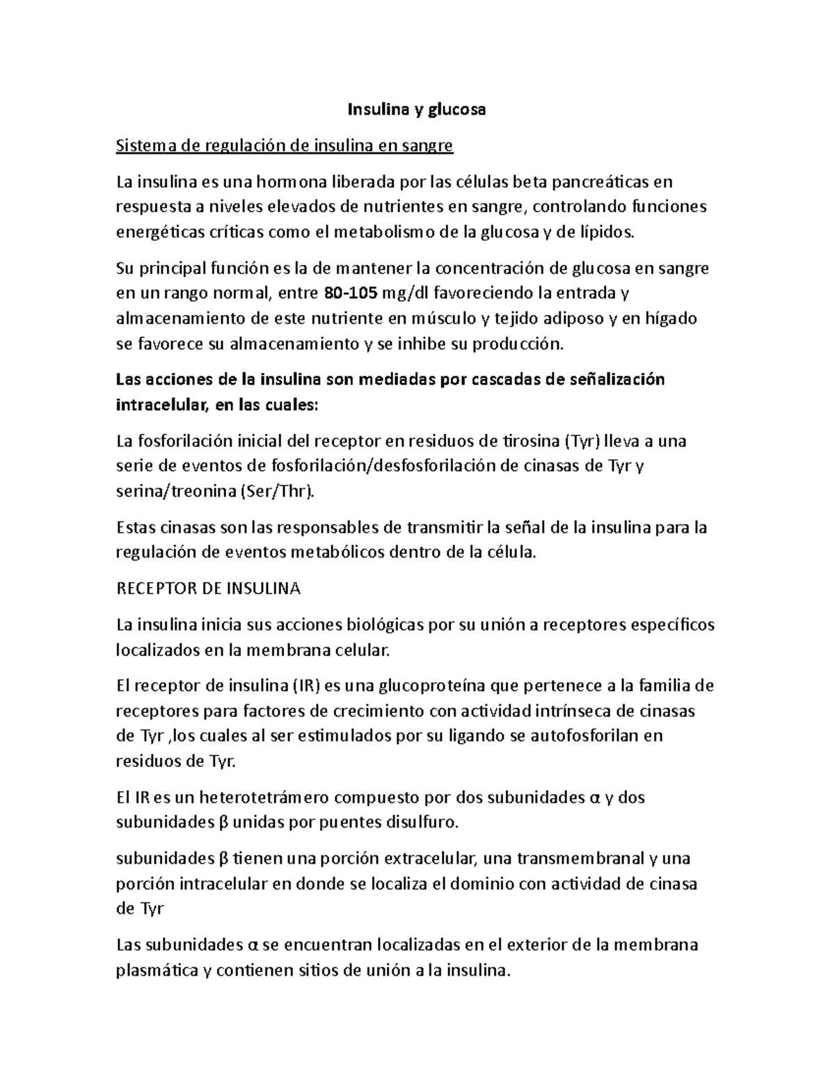 Funcion de la glucosa