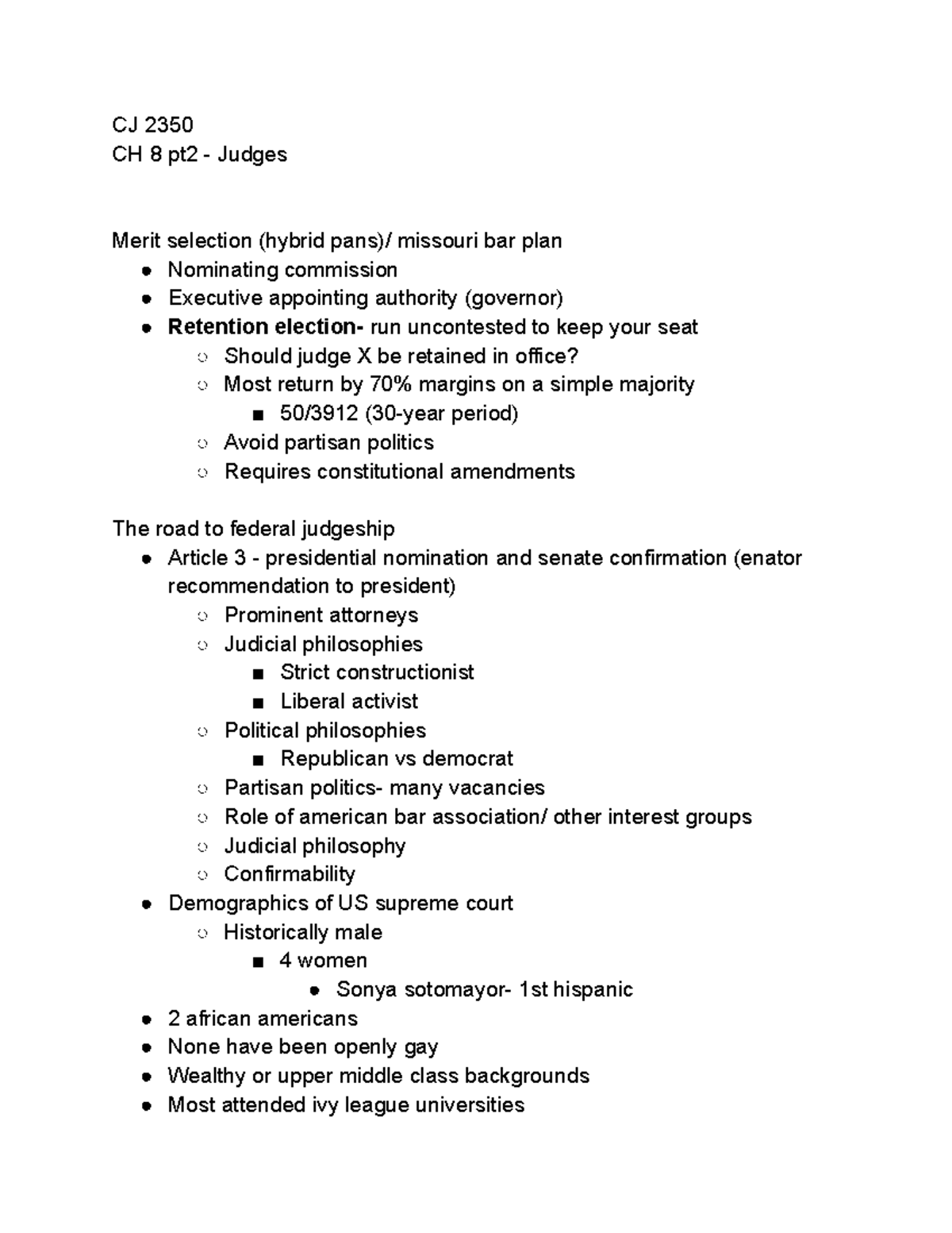 CJ 2350 Ch 8 Pt 2 - Chapter 8 Notes Over Judges Role In Workgroup - CJ ...