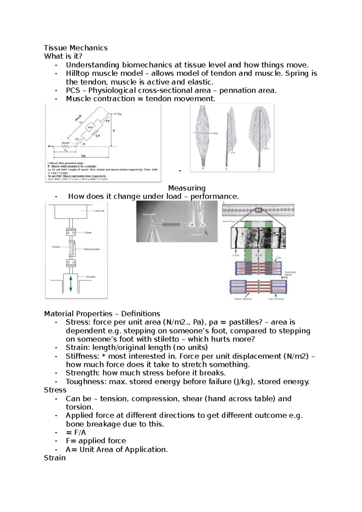 Tissue Mechanics Notes on Lecture Content. Tissue Mechanics What is