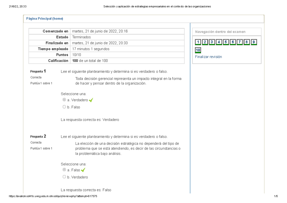 Selección Y Aplicación De Estrategias Empresariales En El Contexto De Las Organizaciones Examen 8596