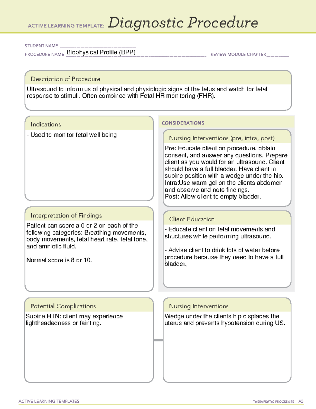 BPP - ACTIVE LEARNING TEMPLATES TherapeuTic procedure A Diagnostic ...