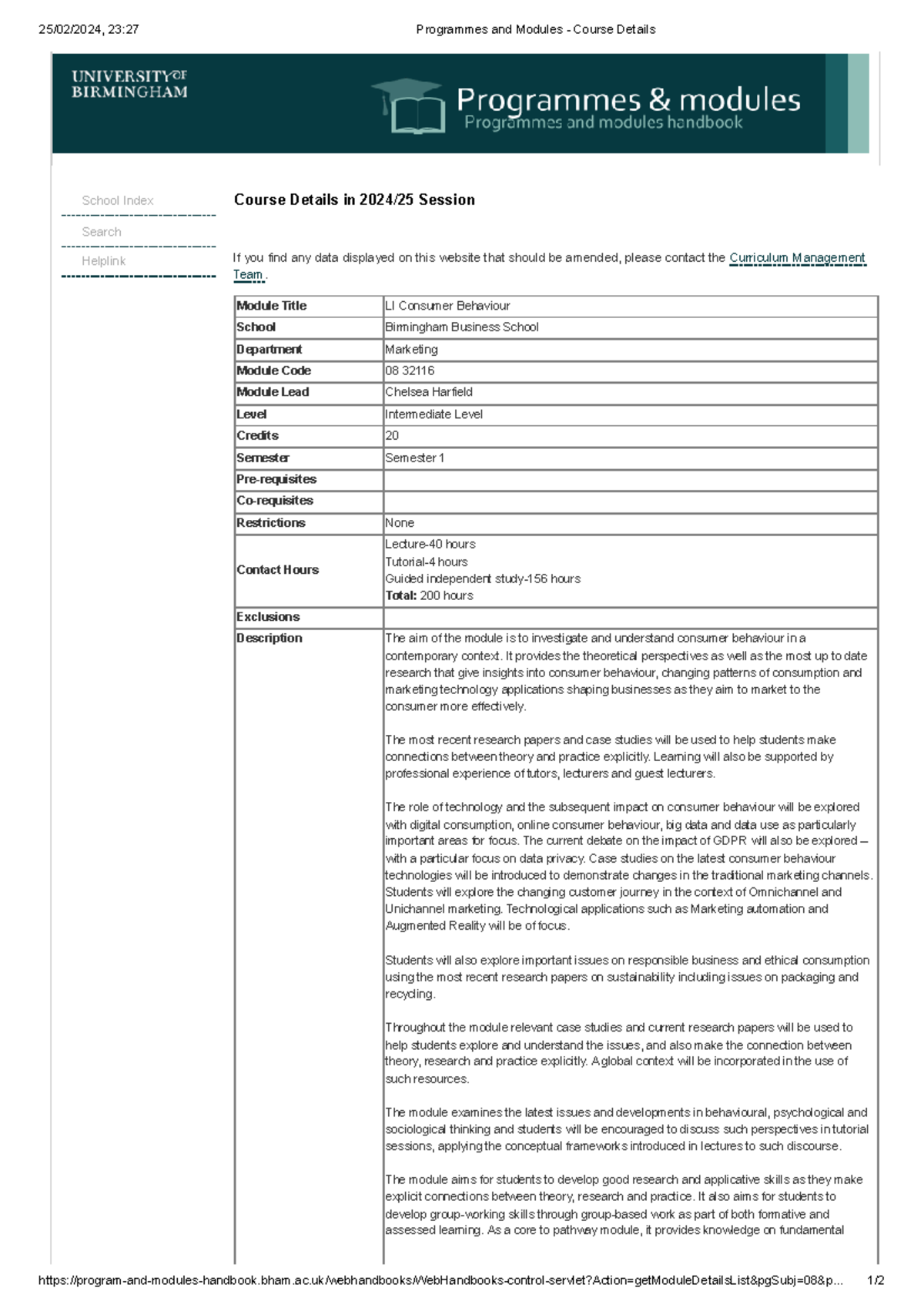 Classwork for last tutorial - 25/02/2024, 23:27 Programmes and Modules ...