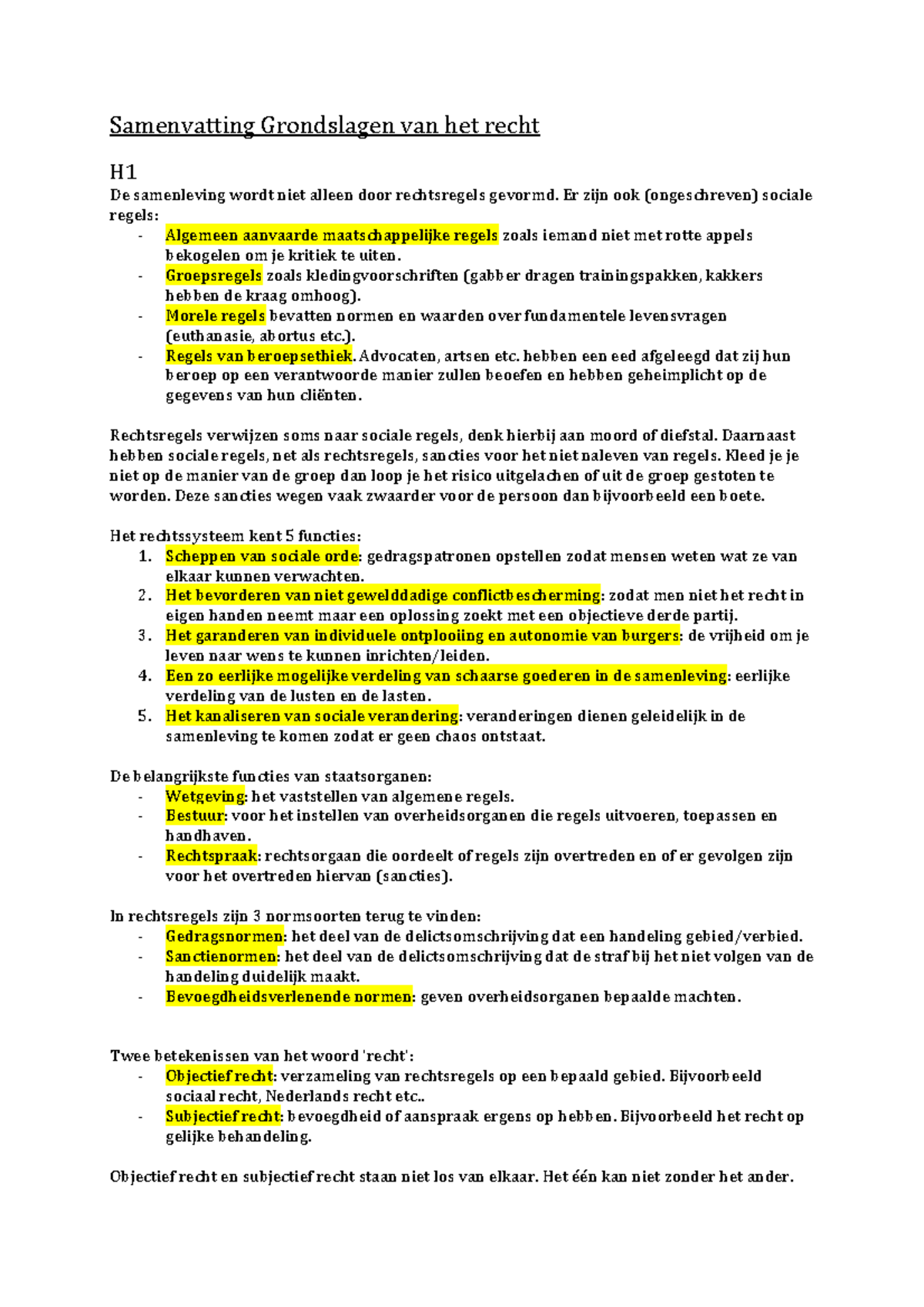 Samenvatting Grondslagen Van Het Recht: Hoofdlijnen - Samenvatting ...