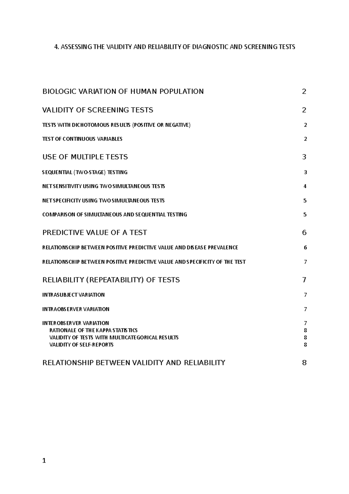 section I: assessing the validity and reliability of diagnostic and ...
