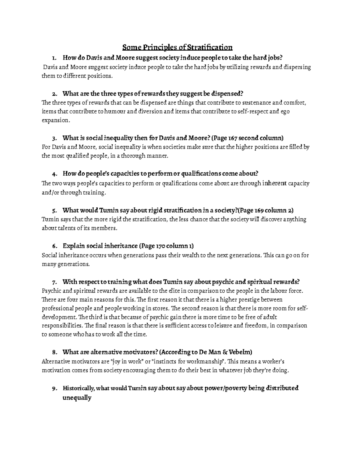 Some Principles of Stratification - How do Davis and Moore suggest ...