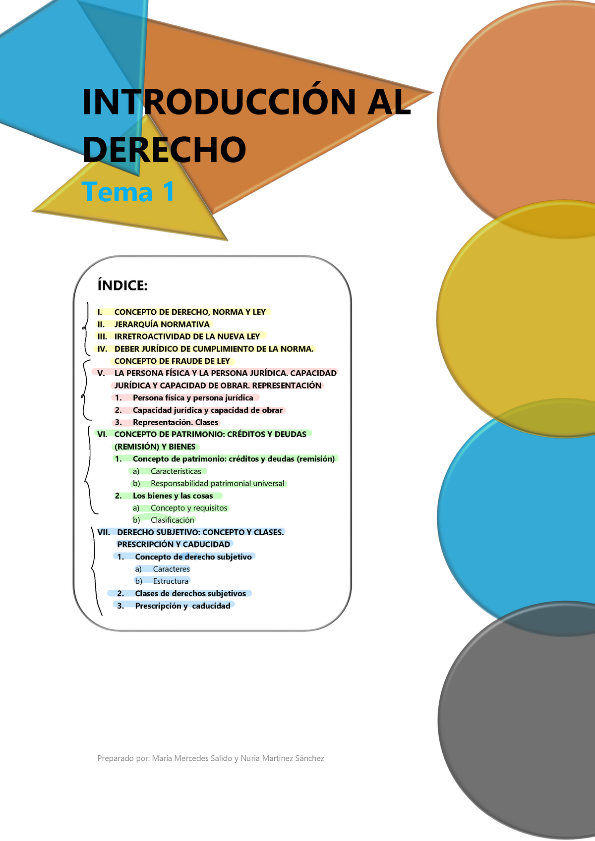 Libro Introducción Al Derecho 1 IntroducciÓn Al Derecho Tema 1 Índice I 6007