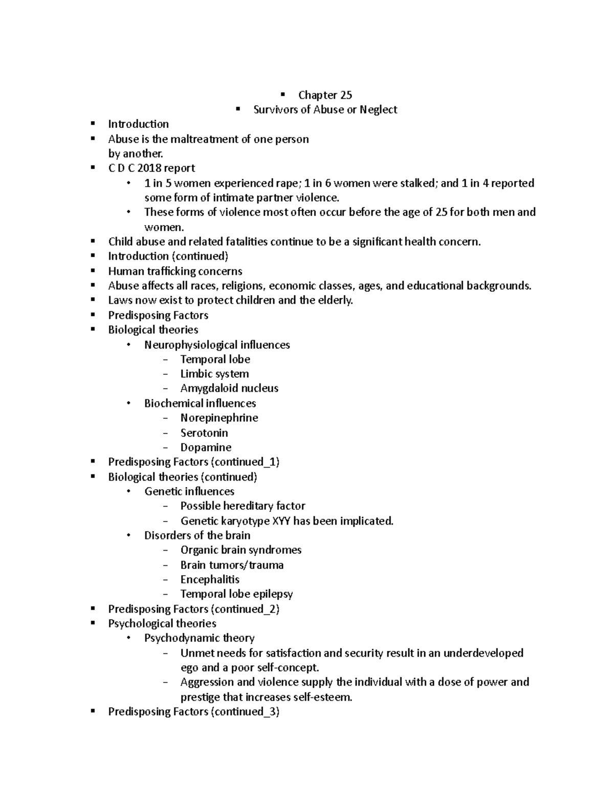 Chapter 25 Abuse - ch 25 - Chapter 25 Survivors of Abuse or Neglect ...