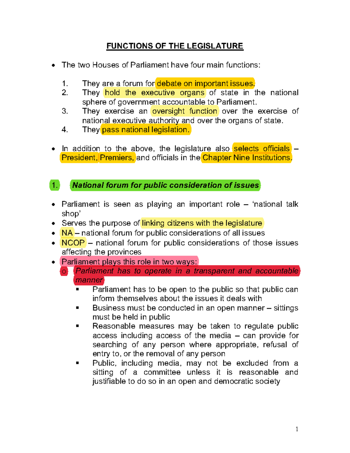 functions-of-the-legislature-functions-of-the-legislature-the-two