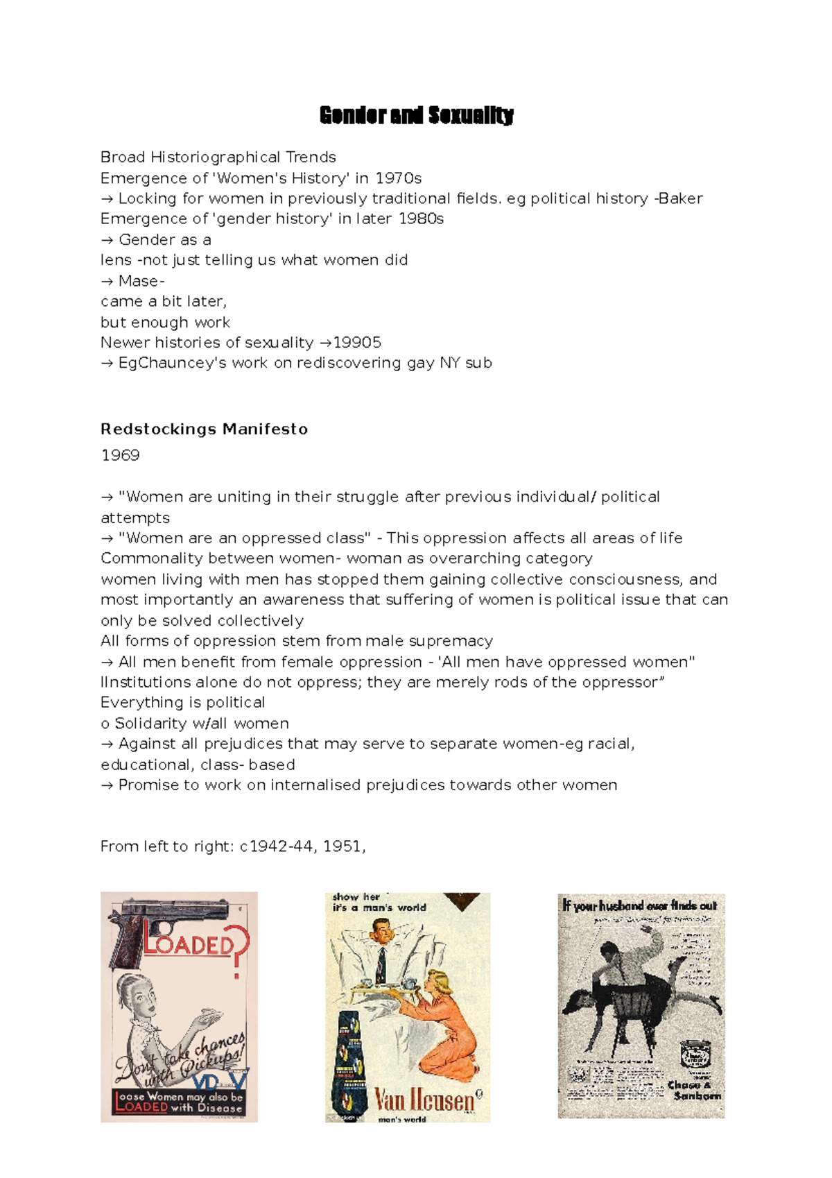 Gender and Sexuality-2 - Gender and Sexuality Broad Historiographical ...