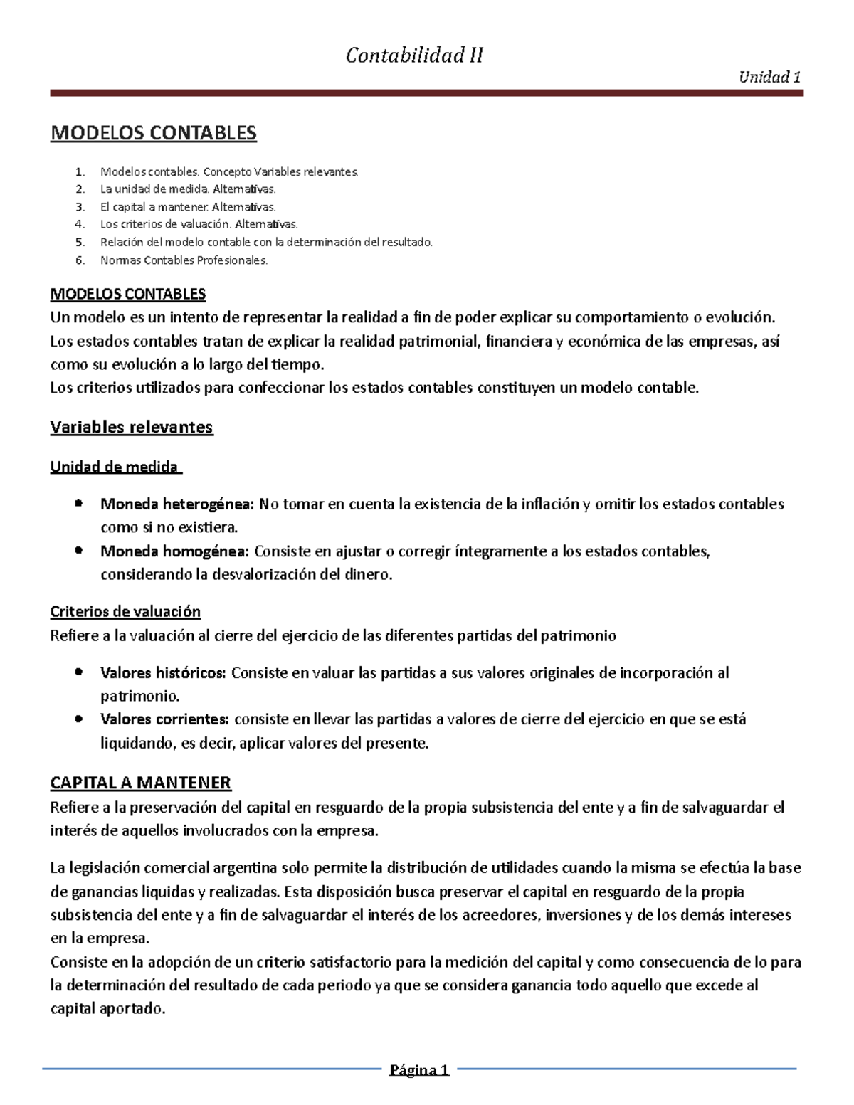 U1 - Modelos Contables - RESUMEN DE CONTABILIDAD 2 - Contabilidad II ...