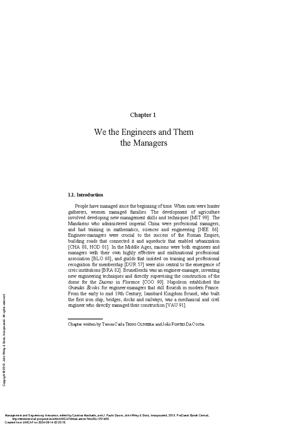 Management and Engineering Innovation - (Chapter 1 We the Engineers and ...