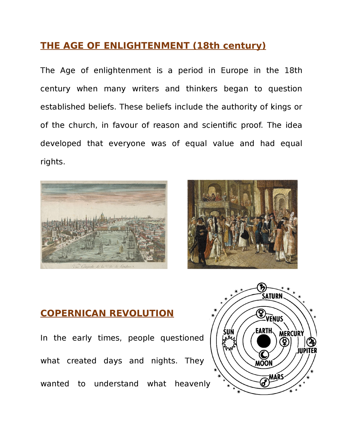 age of enlightenment timeline