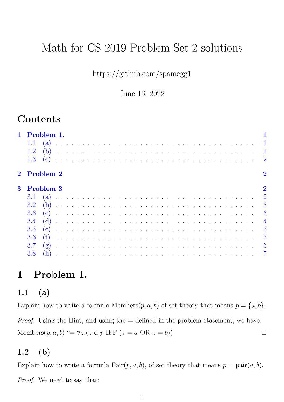 MIT6 042JS15 Ps2 Solutions - Math For CS 2019 Problem Set 2 Solutions ...