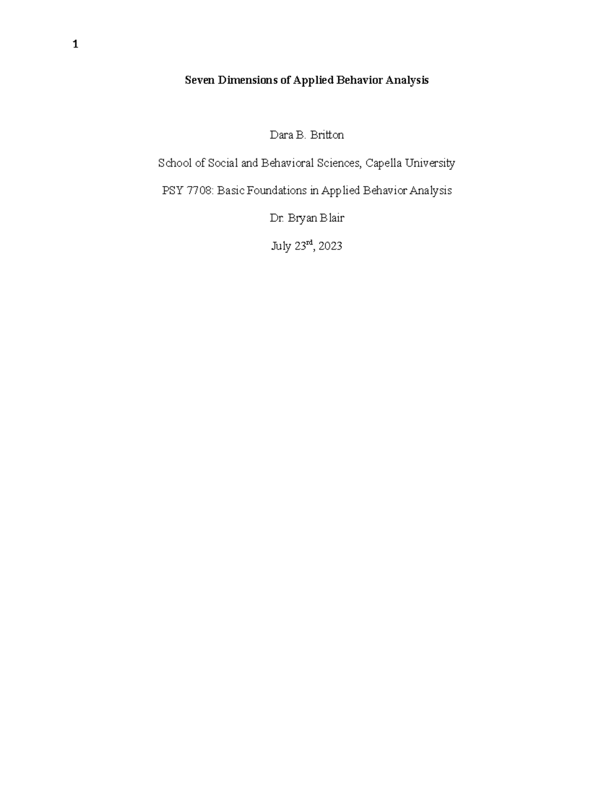 W02a2 Dara Britton - Seven Dimensions of Applied Behavior Analysis ...