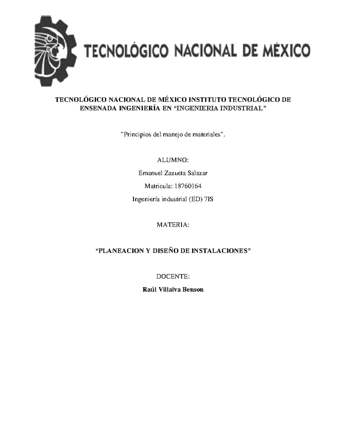 Principios del manejo de materiales - TECNOLÓGICO NACIONAL DE MÉXICO ...