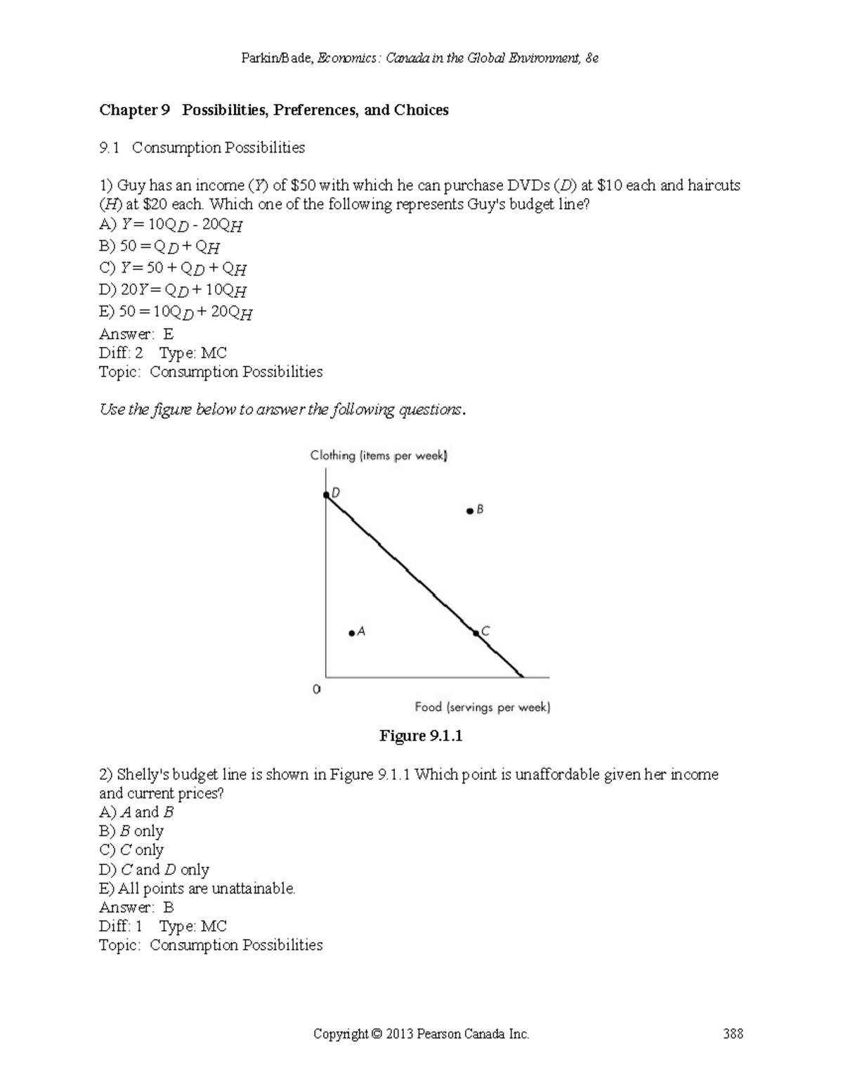 ECON Test Bank Ch09 - Chapter 9 Possibilities, Preferences, And Choices 9 Consumption ...