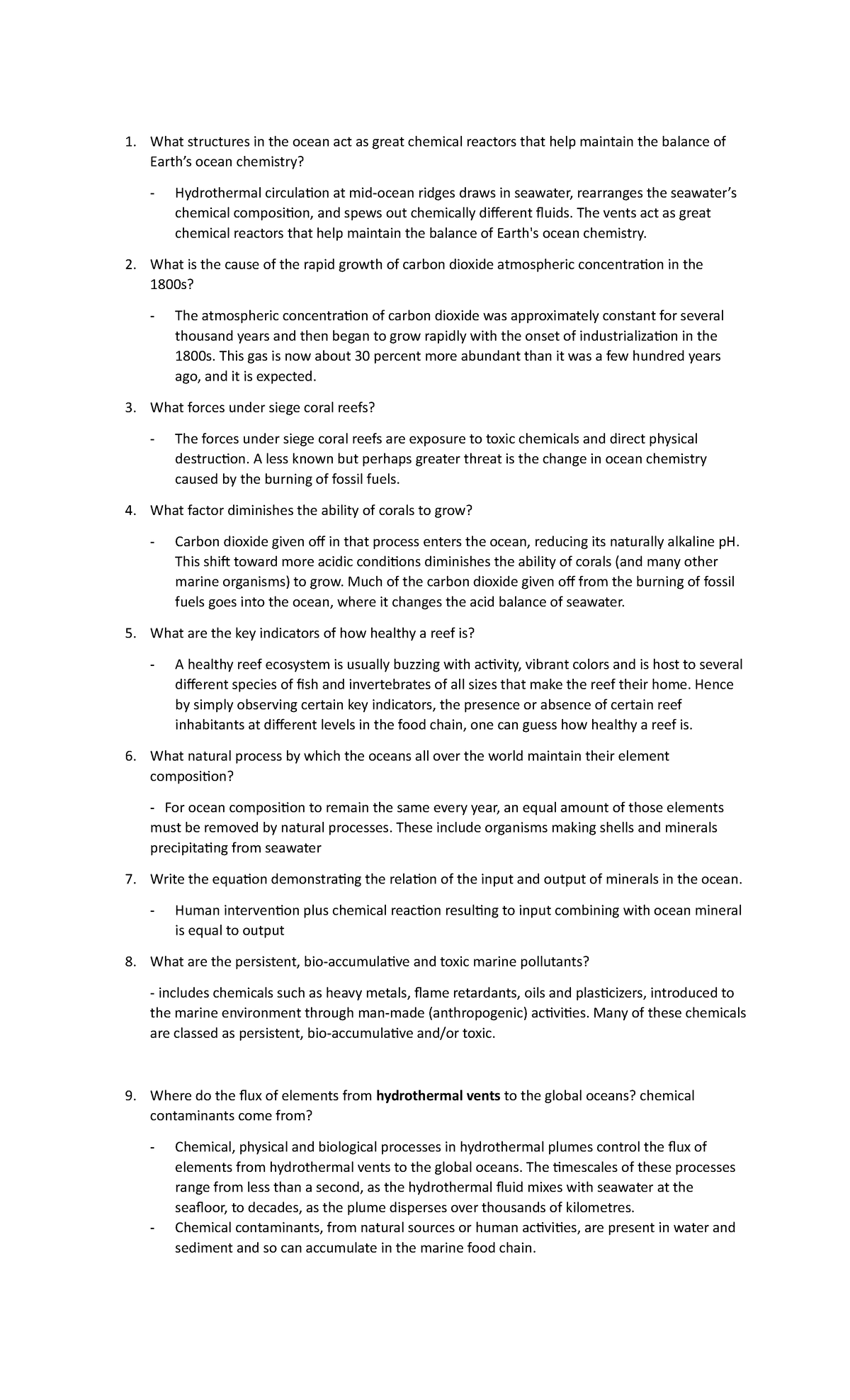 Chemistry Answer KEY - What structures in the ocean act as great ...