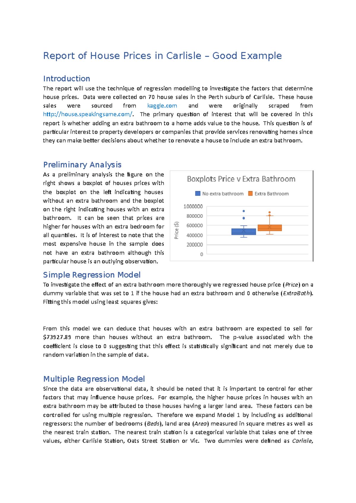 Good Example Report of House Prices in Carlisle Good Example